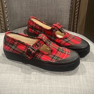 Red Plaid Mary Jane Shoes vans size 8